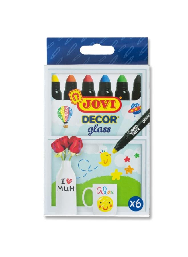 جوفي مجموعة من 6 أقلام تلوين شمع زجاجية للديكور - Image 1