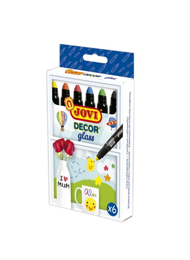 جوفي مجموعة من 6 أقلام تلوين شمع زجاجية للديكور - Image 2