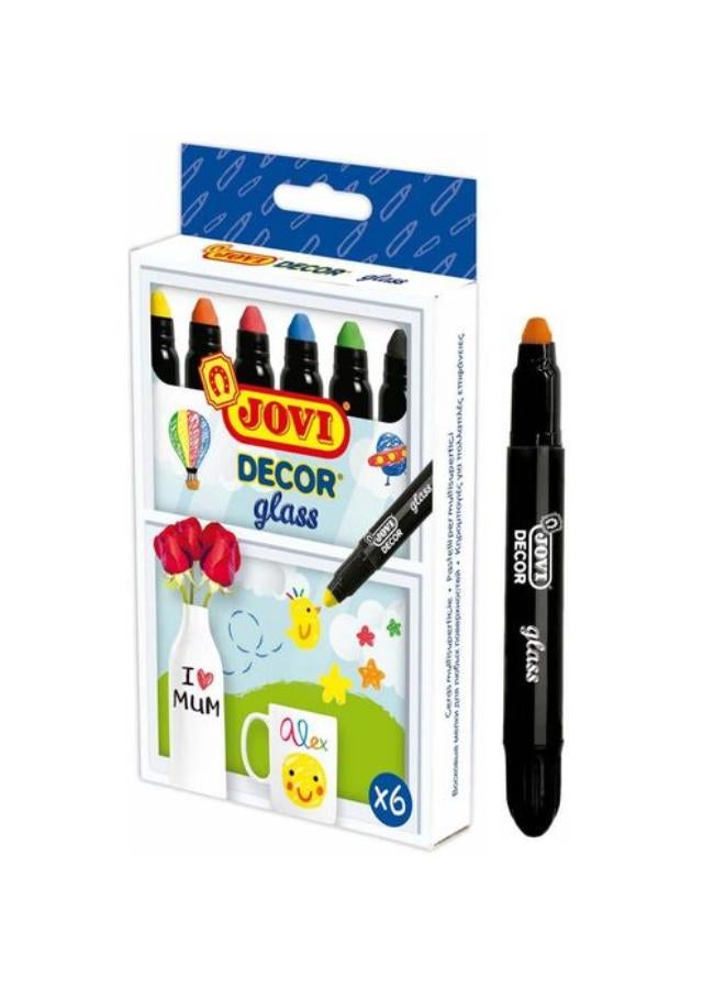 جوفي مجموعة من 6 أقلام تلوين شمع زجاجية للديكور - Image 3