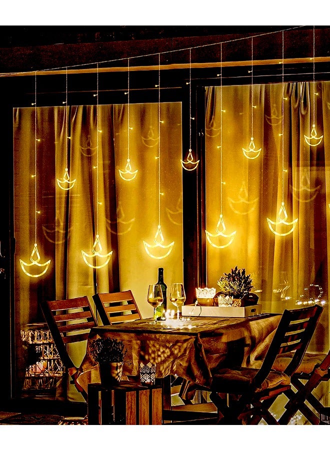 يواوليتي أضواء رمضان ، زينة رمضان للمنزل ، 12 قطعة متمنيا الستار نافذة أضواء ، أضواء الزينة التي تديرها البطارية  - Image 5