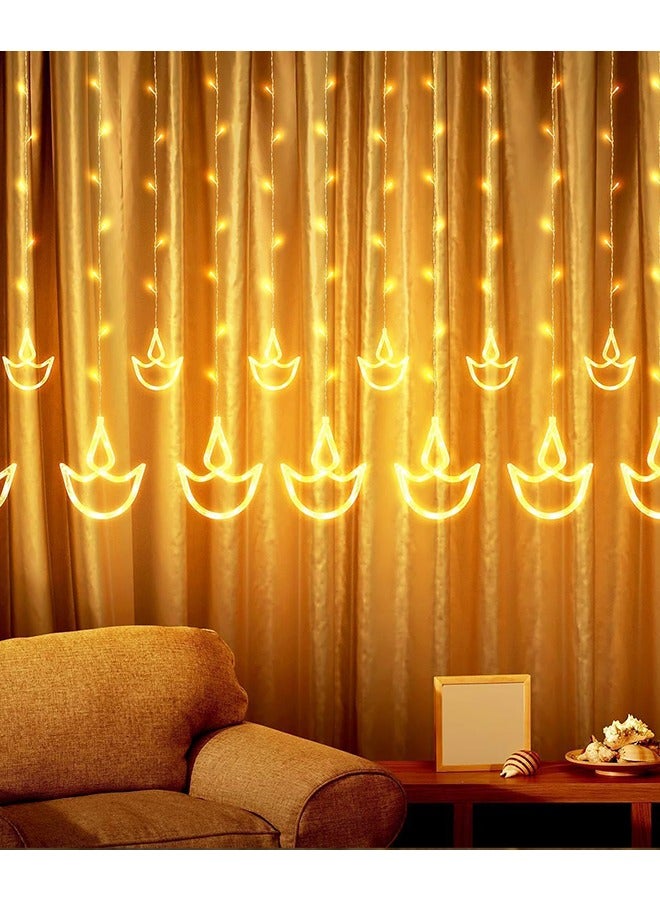 يواوليتي أضواء رمضان ، زينة رمضان للمنزل ، 12 قطعة متمنيا الستار نافذة أضواء ، أضواء الزينة التي تديرها البطارية  - Image 3