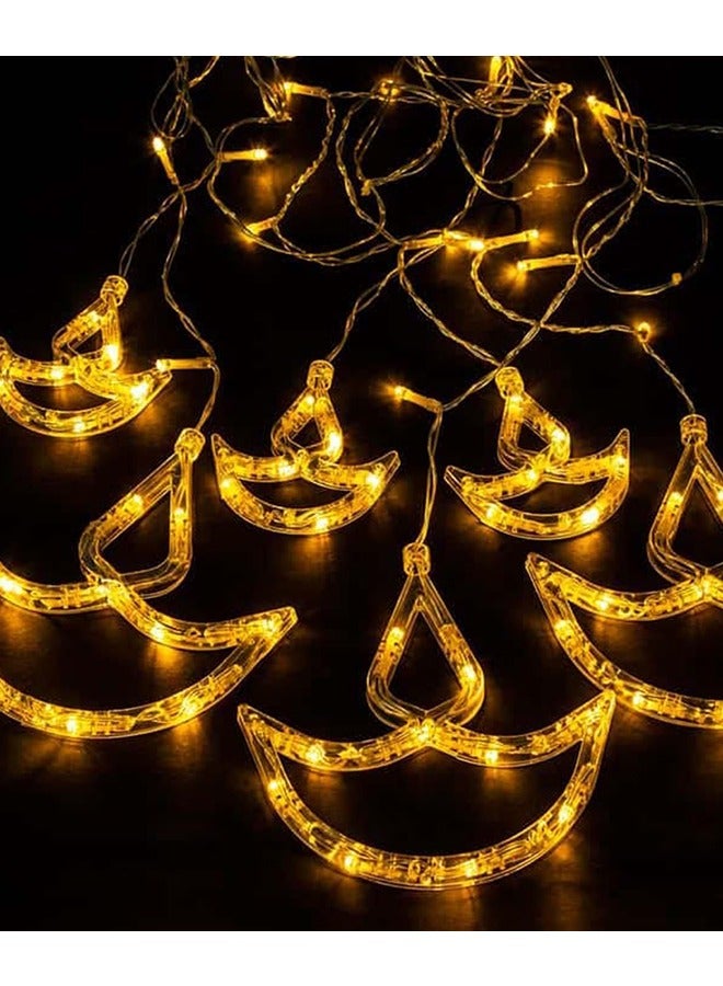 يواوليتي أضواء رمضان ، زينة رمضان للمنزل ، 12 قطعة متمنيا الستار نافذة أضواء ، أضواء الزينة التي تديرها البطارية  - Image 4
