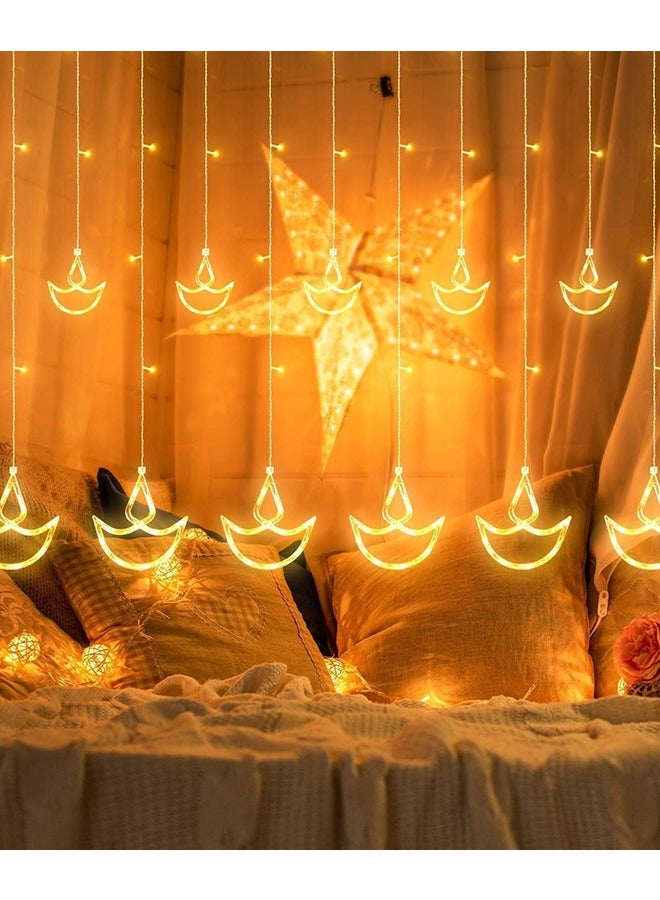 يواوليتي أضواء رمضان ، زينة رمضان للمنزل ، 12 قطعة متمنيا الستار نافذة أضواء ، أضواء الزينة التي تديرها البطارية  - Image 1