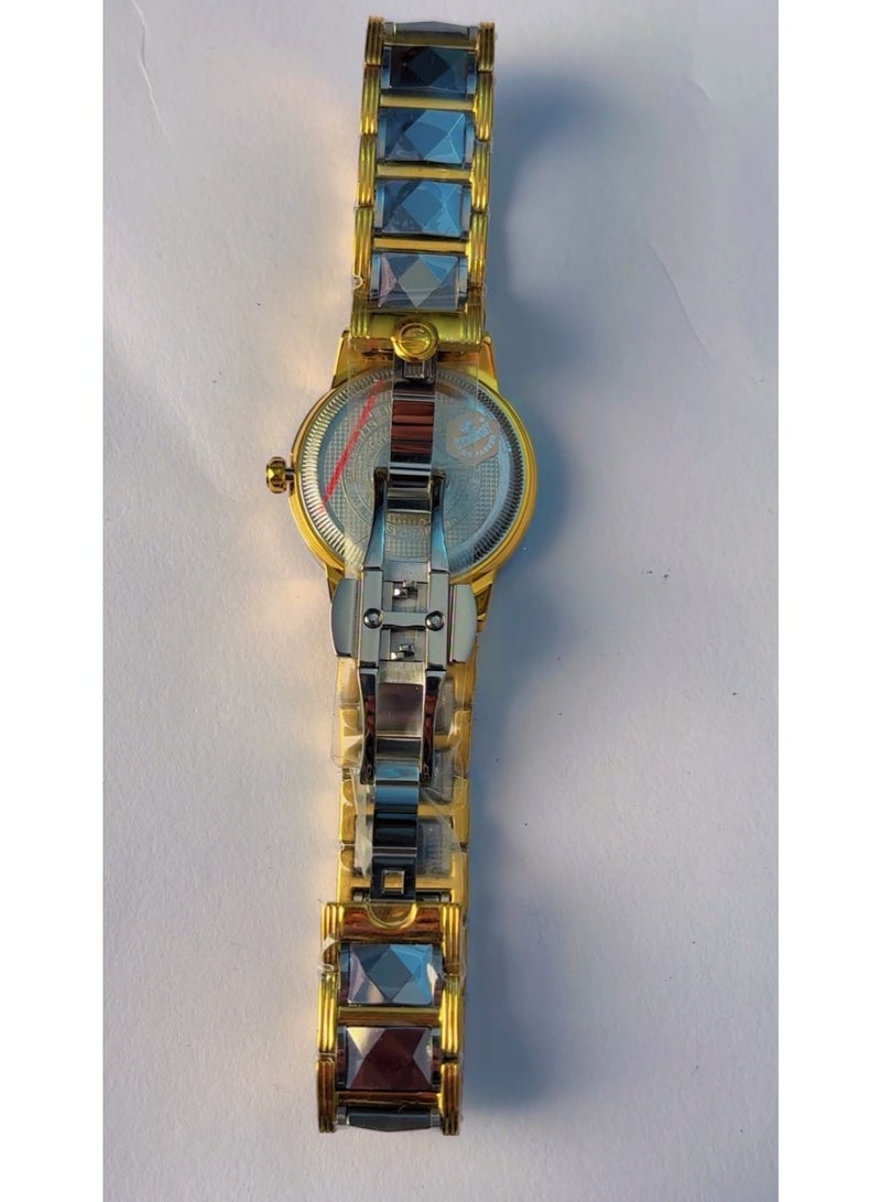 Sveston Brand New SVESTON Sapphire Luxury Men's Watch – Two-Tone Gold & Silver Stainless Steel Strap, Golden Dial with Crystal Hour Markers, Day & Date Display, 3ATM Water Resistant Quartz Movement (Model SV-9740) - Image 4