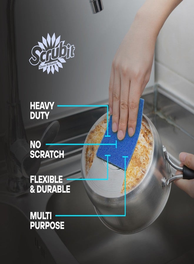 SCRUBIT Scouring Pad 100 Pack - Heavy Duty Scrub Pads for Cleaning Dishes - Non-Scratch Reusable Scrubbing - Blue (100) - Image 2