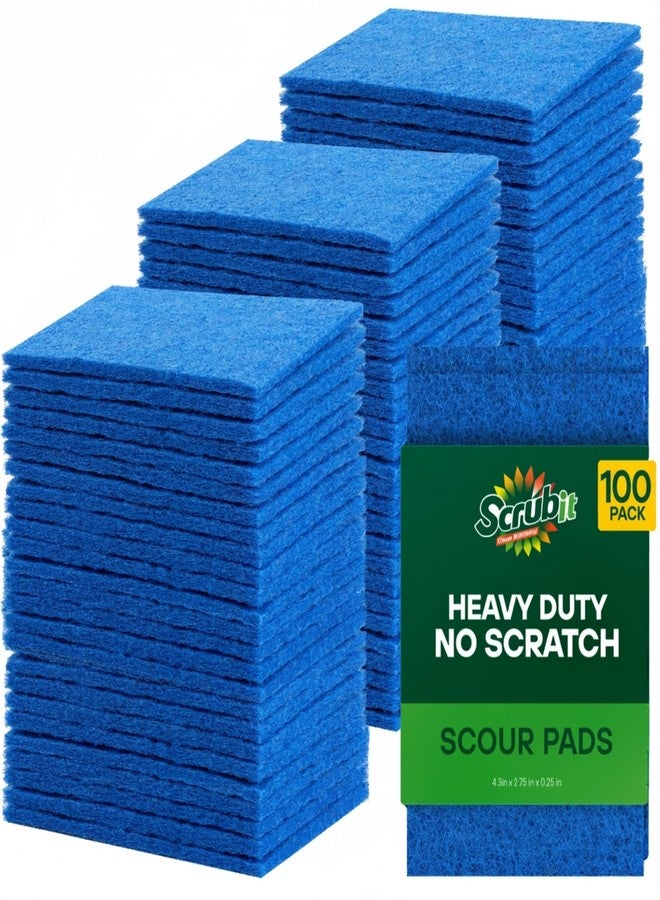 SCRUBIT Scouring Pad 100 Pack - Heavy Duty Scrub Pads for Cleaning Dishes - Non-Scratch Reusable Scrubbing - Blue (100) - Image 1