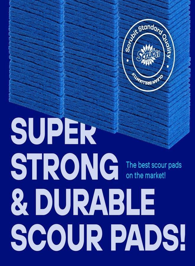 SCRUBIT Scouring Pad 100 Pack - Heavy Duty Scrub Pads for Cleaning Dishes - Non-Scratch Reusable Scrubbing - Blue (100) - Image 3