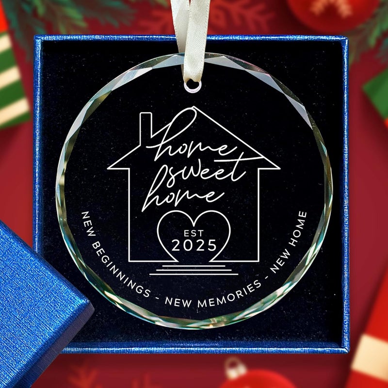 SUCHAGIFT House Warming Gifts New Home - New Home Ornament 2025 - Housewarming Gifts for First House, Housewarming Gift Ideas for Couple - Home Ornaments for Home, Newhouse Owners - Glass Ornament - Image 1