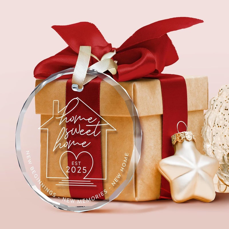 SUCHAGIFT House Warming Gifts New Home - New Home Ornament 2025 - Housewarming Gifts for First House, Housewarming Gift Ideas for Couple - Home Ornaments for Home, Newhouse Owners - Glass Ornament - Image 3