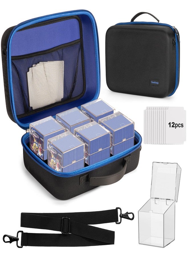 Yewltvep Card Deck Box with Portable Hard Case, 6 Pack Clear Commander Deck Box with 6 Dividers Fits 600+ Double Sleeved Cards, Fit for MTG, TCG, YuGiOh, Sports Cards with Shoulder Straps - Image 1