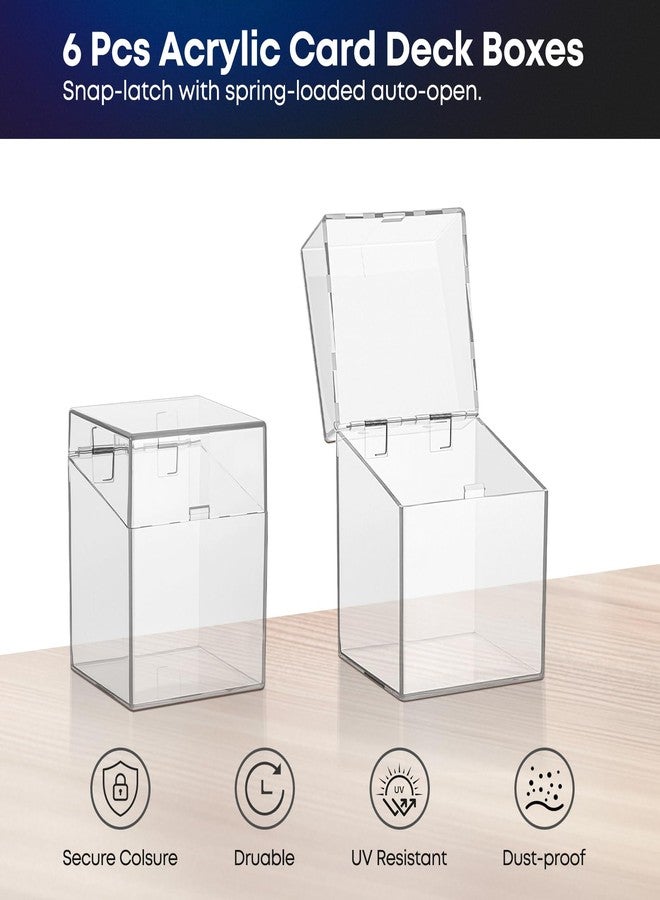 Yewltvep Card Deck Box with Portable Hard Case, 6 Pack Clear Commander Deck Box with 6 Dividers Fits 600+ Double Sleeved Cards, Fit for MTG, TCG, YuGiOh, Sports Cards with Shoulder Straps - Image 4