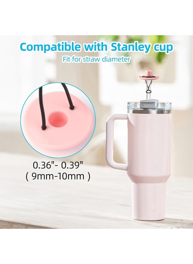 4 Pack Silicone Cowboy Hat Straw Covers Cap Compatible with Stanley Cup 30 40 oz, Cute Funny Tumbler Straw Topper Accessories for Man Woman Christmas Gift - Image 2