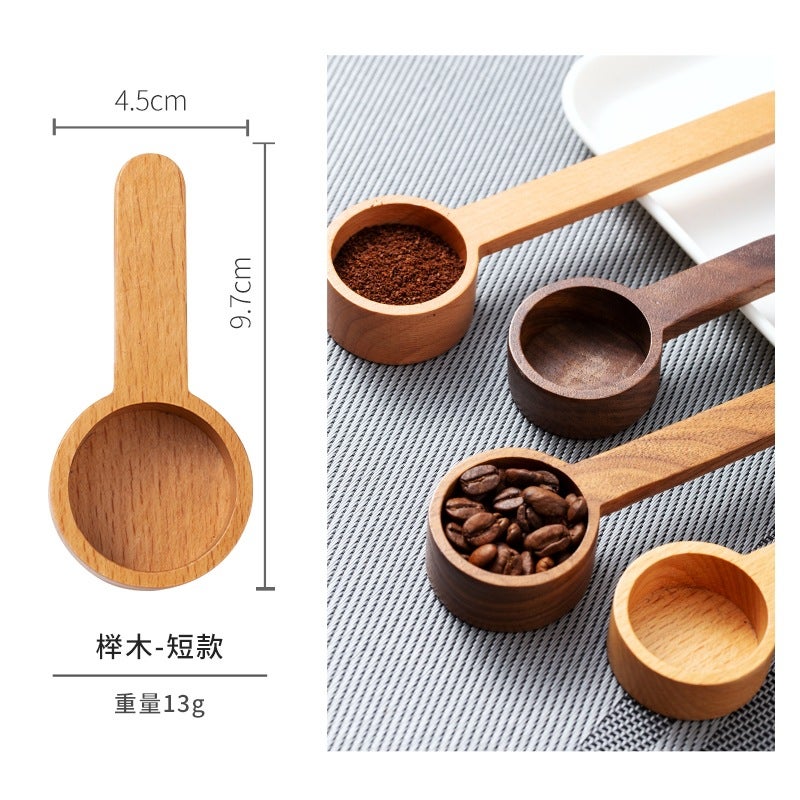 Black Walnut Coffee Scoop Wooden Measuring SpoonBeech-Short (PP bag) Beech-Short (PP bag)