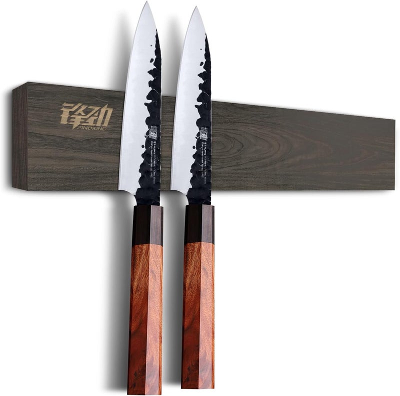 FINDKING Ash Wood Magnetic Knife Strip, Magnet Utensil Holder for Wall, Refrigerator, Wooden Rack for Kitchen Knives, No Drill (Dark Brown, 12 Inches, Without Knives) - Image 1