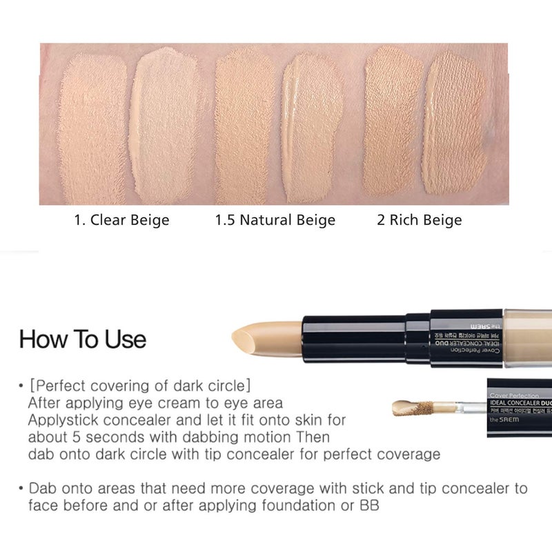 THESAEM Cover Perfection Ideal Concealer Duo (#2 Rich Beige) | Dual Type Full Coverage Concealer, High Adherence, High Pigment, No Clumping, Crease-Proof - Image 5