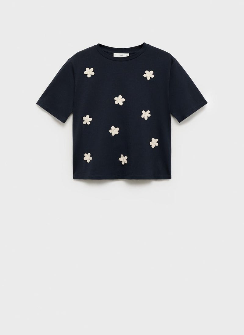 MANGO Short-Sleeved T-Shirt With Flower Appliqué  - Image 4