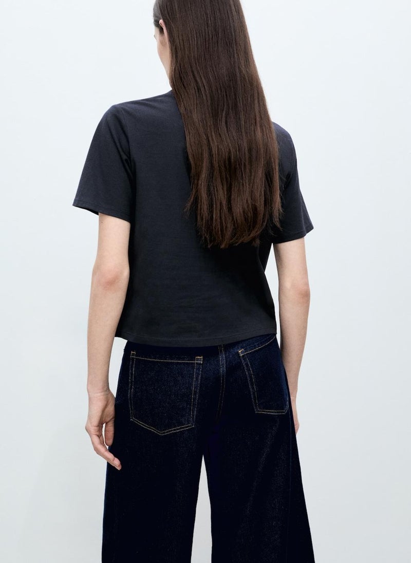 MANGO Short-Sleeved T-Shirt With Flower Appliqué  - Image 2