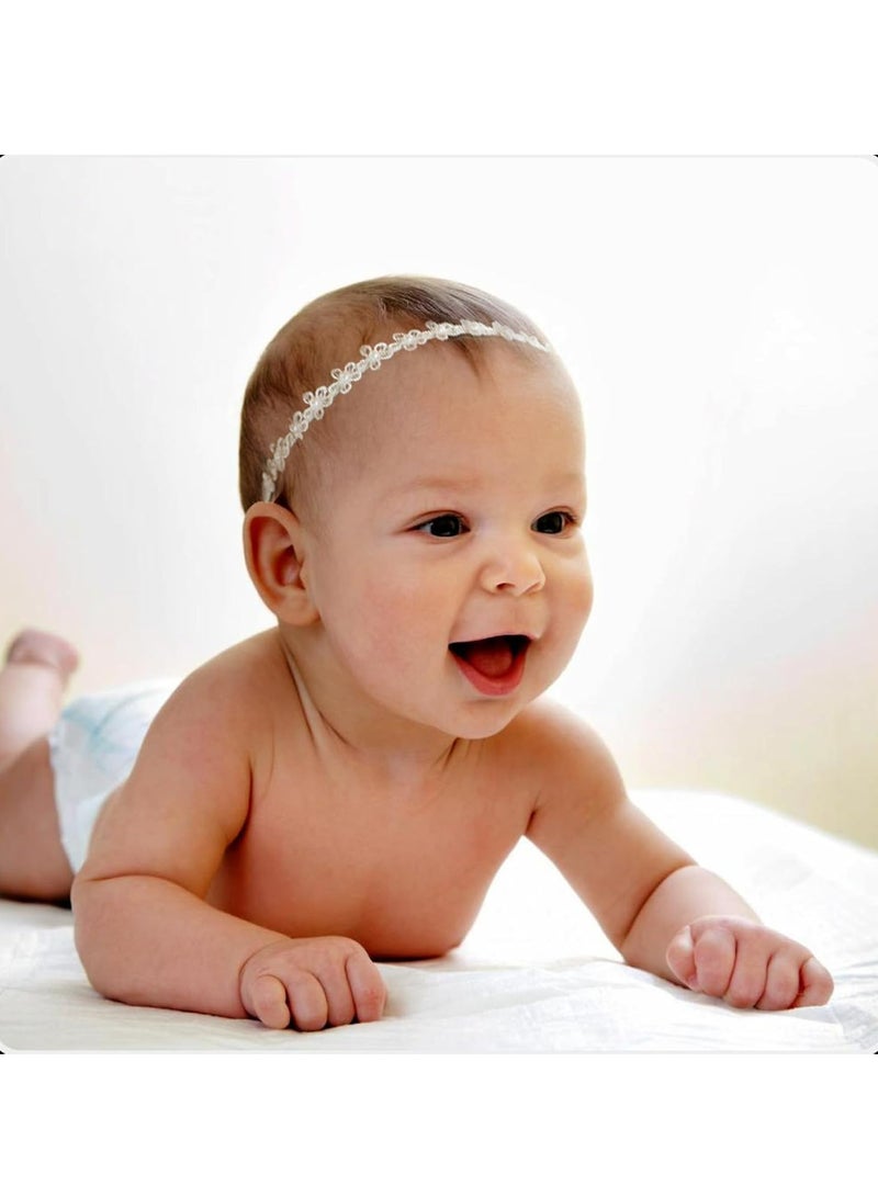 Loquat 1 Pcs Elastic Lace Headband for Baby Girl -  White Cotton, Toddler Hair Accessory, Newborn Gift - Image 5