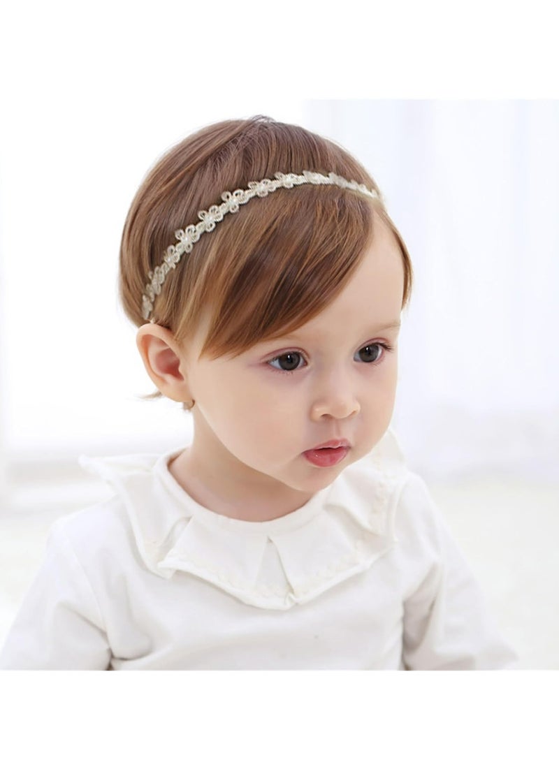 Loquat 1 Pcs Elastic Lace Headband for Baby Girl -  White Cotton, Toddler Hair Accessory, Newborn Gift - Image 1
