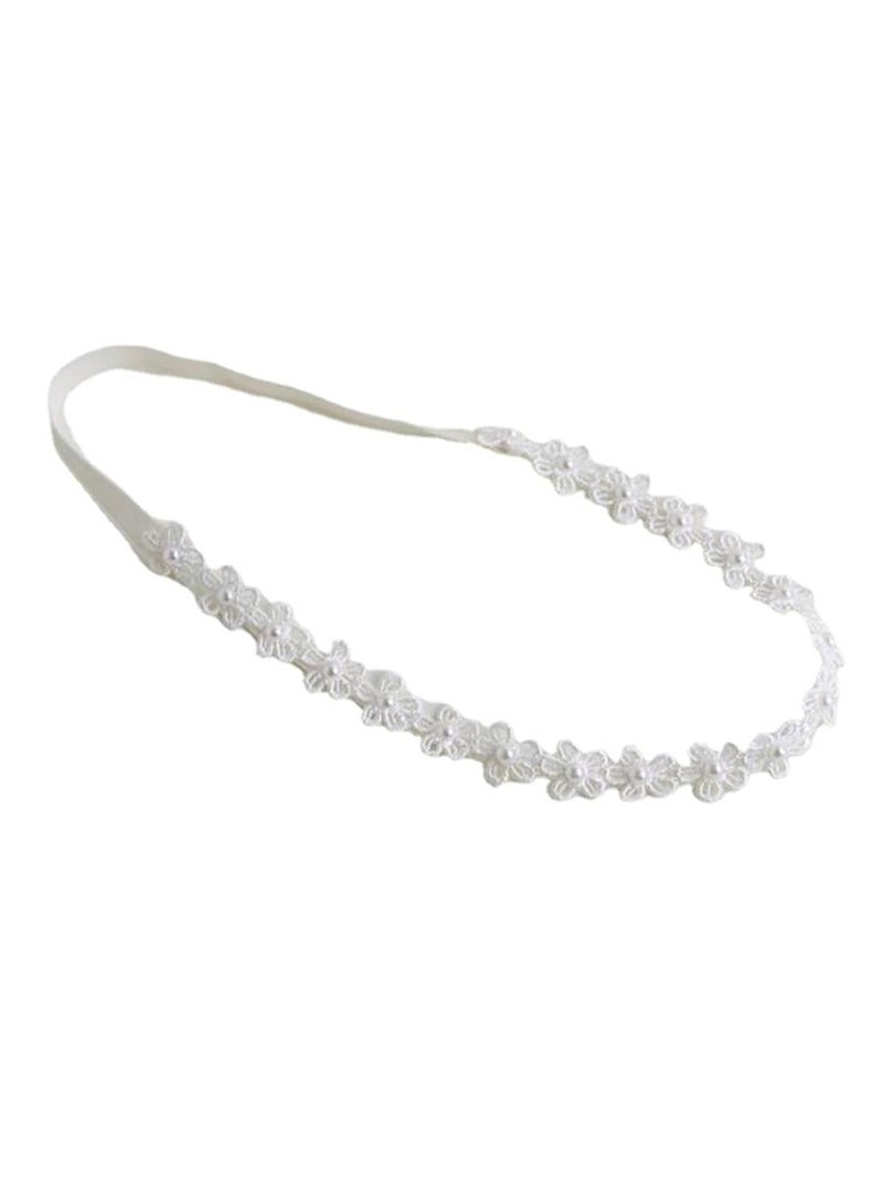 Loquat 1 Pcs Elastic Lace Headband for Baby Girl -  White Cotton, Toddler Hair Accessory, Newborn Gift - Image 2