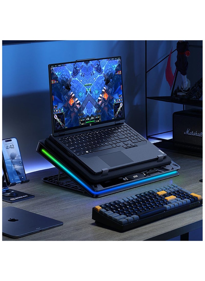 Exrp Exrp Gaming Laptop Cooling Pad, Laptop Cooling Stand with 18cm External Cooling Fan, Rapid Cooling Laptop 15.6-19.3inch, Infinitely Variable Speed, 5 Height Stands, USB Ports  - Image 5