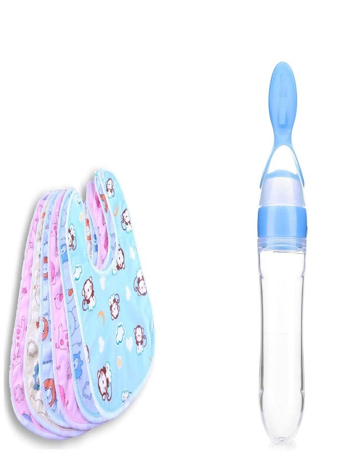 ANTIL'S 6pcs Waterproof Baby Bib/Apron & 1 Pcs Spoon Feeder Combo Pack