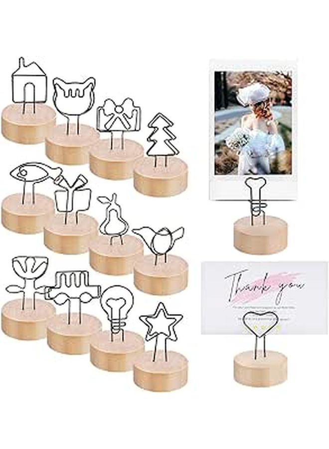 Rustic Wooden Table Card Holders 13 Pcs With Clips For Wedding Photo Memo Stands - Image 1
