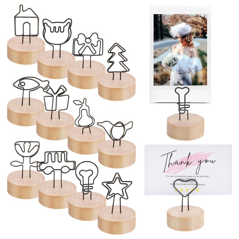 Rustic Wooden Table Card Holders 13 Pcs With Clips For Wedding Photo Memo Stands - Image 2
