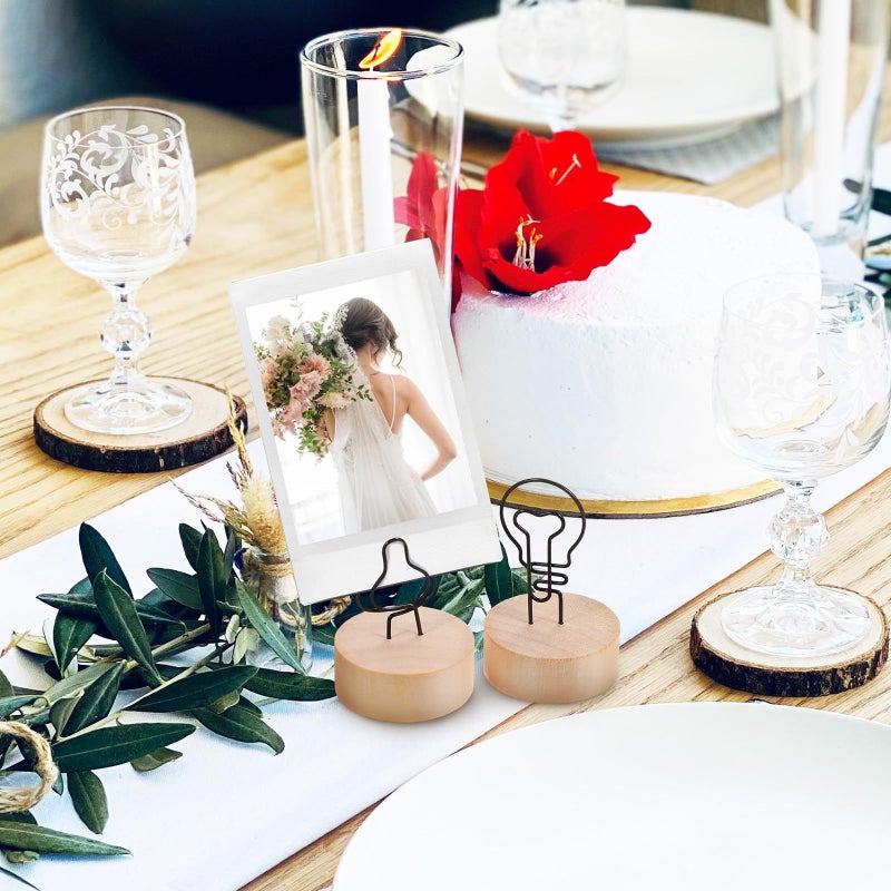 Rustic Wooden Table Card Holders 13 Pcs With Clips For Wedding Photo Memo Stands - Image 3
