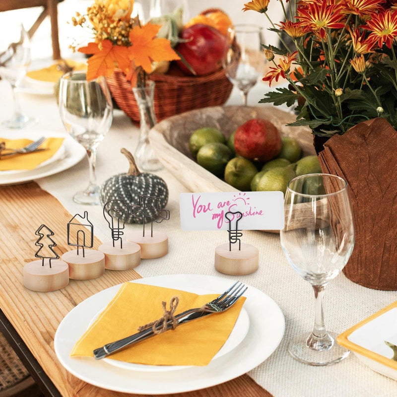 Rustic Wooden Table Card Holders 13 Pcs With Clips For Wedding Photo Memo Stands - Image 5