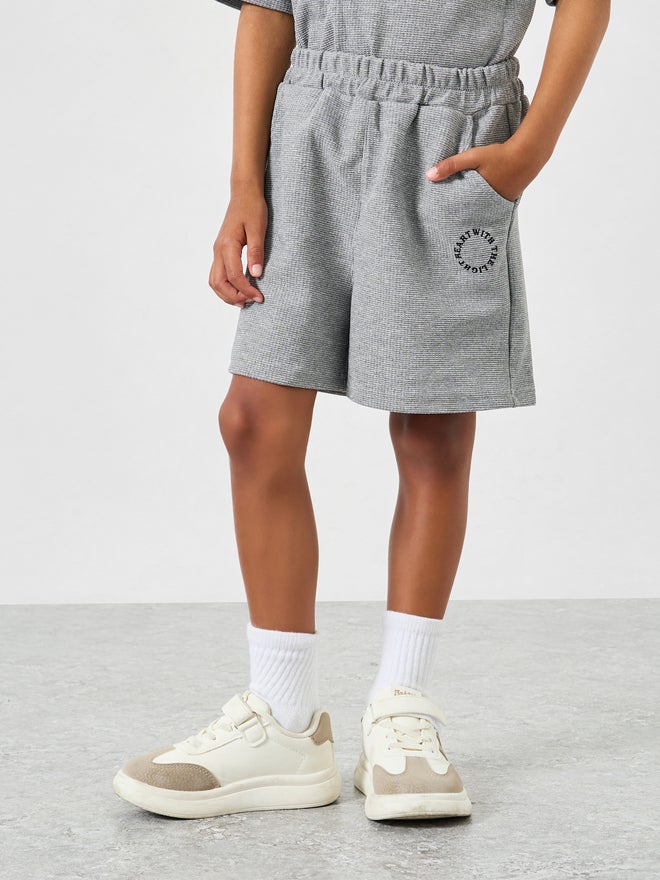 Take Two Boys Text Print Textured Polo and Shorts Set - Image 4