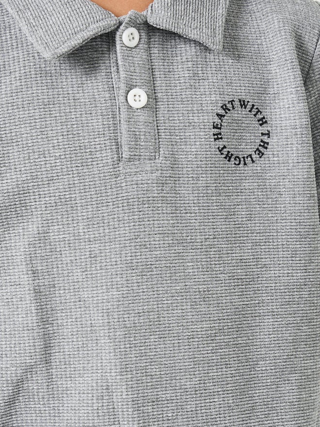 Take Two Boys Text Print Textured Polo and Shorts Set - Image 3