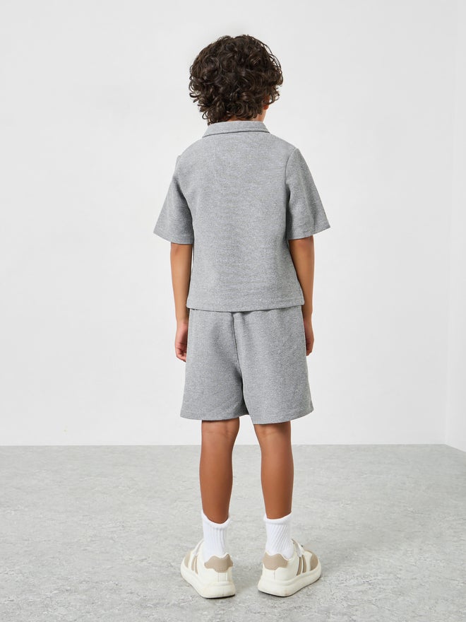 Take Two Boys Text Print Textured Polo and Shorts Set - Image 5