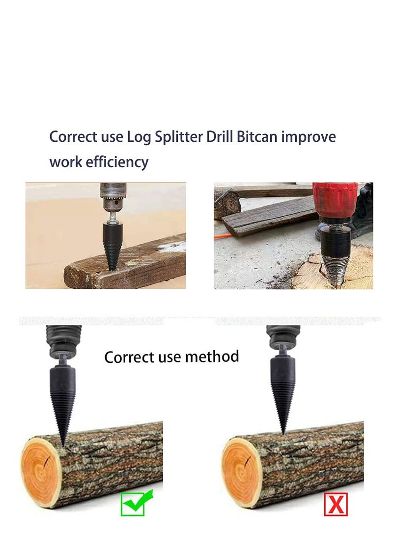 Zikra Firewood Log Splitter Drill Bit Set, Wood Splitter Drill Bits, Removable Firewood Log Splitter Drill Bit, for Hand Drill Stick-hex+Square+Round,for Household Removable Wood Electric Drill - Image 4