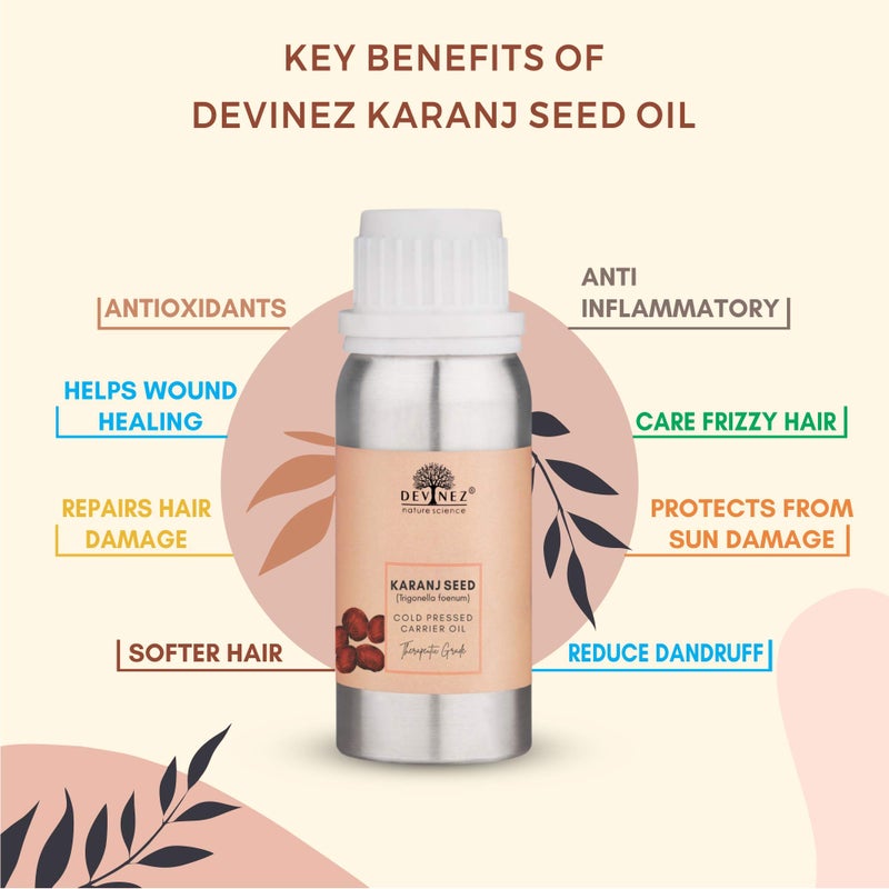 Devinez Karanj Seed/Karanja/Pongamia Seed Cold-Pressed Oil, 100ml 100% Pure, Natural & Undiluted for skin & hair carein Anodized Aluminum Bottle - Image 5