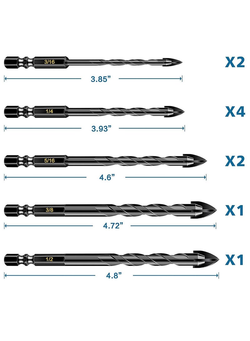 SYOSI Masonry Drill Bits, Concrete Drill Bit Set for Tile, Brick, Glass, Plastic and Wood, Tungsten Carbide Tip Work with Ceramic Tile, Wall Mirror, Paver on Concrete or Brick Wall 10 Pcs - Image 5