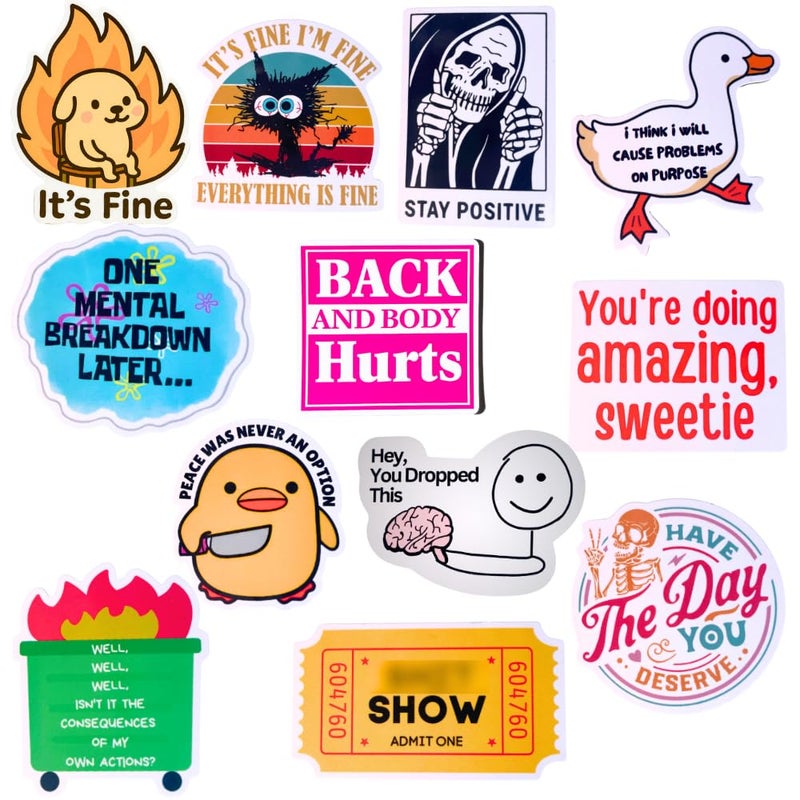 YJ PREMIUMS 12-Piece Fridge Magnets - Funny Memes, Cute Animals, and Words for Home/Office Decoration - Image 1