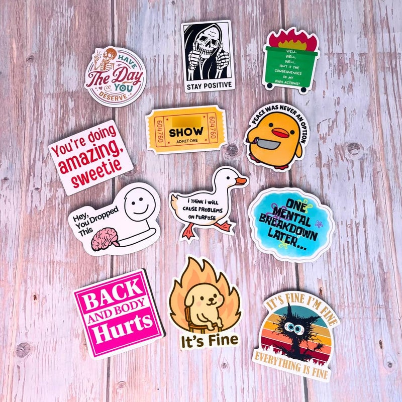 YJ PREMIUMS 12-Piece Fridge Magnets - Funny Memes, Cute Animals, and Words for Home/Office Decoration - Image 4