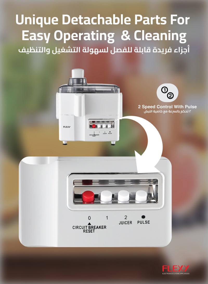 FLEXY 650W 4 in 1 Food Processor Juicer Blender with 1.8L Jar 500ml Jar 100g Dry Mill Dual Speed Pulse Function - Image 5