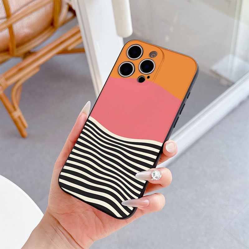 Black Gradient Striped Phone Case For iPhone 16 - Image 1