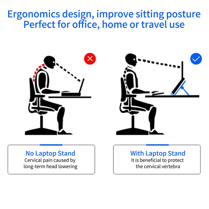 Portable Laptop Riser Stand Foldable Desktop Laptop Holder with 8 Levels Height Adjustment Ergonomic Computer Notebook Stand Bracket for Laptop Tablet 10-15.6 Inches - Image 4