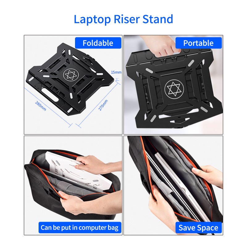 Portable Laptop Riser Stand Foldable Desktop Laptop Holder with 8 Levels Height Adjustment Ergonomic Computer Notebook Stand Bracket for Laptop Tablet 10-15.6 Inches - Image 2