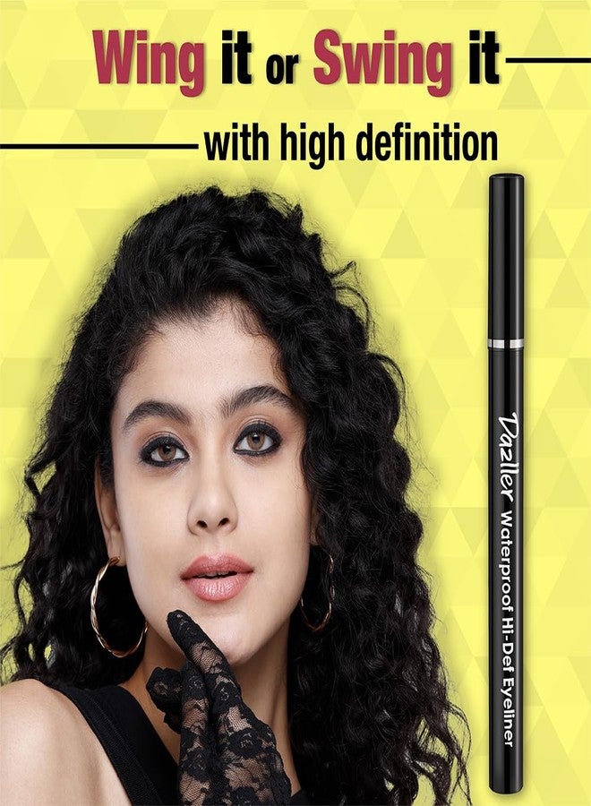 Dazller Hi-Def Eyeliner + Eyebrow Pencil |Velvet Matte|Water-Resistant|Smudge-Proof|Long Stay|Single Stroke|Precise Application|Black|1.1g + 1.5g - Image 4