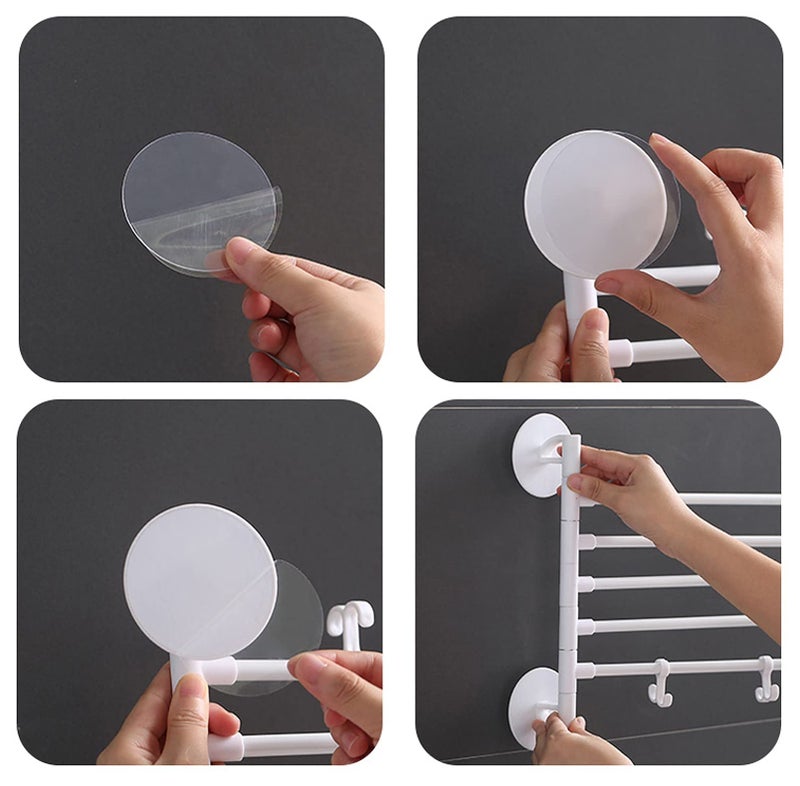 Wolpin Plastic Swing Hanger Towel Rack/Holder for Bathroom Self Adhesive Towel Stand/Bathroom Accessories Long Towel Bar, Folding 3 Arms (32 cm, White) - Image 3