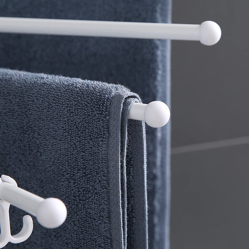 Wolpin Plastic Swing Hanger Towel Rack/Holder for Bathroom Self Adhesive Towel Stand/Bathroom Accessories Long Towel Bar, Folding 3 Arms (32 cm, White) - Image 2
