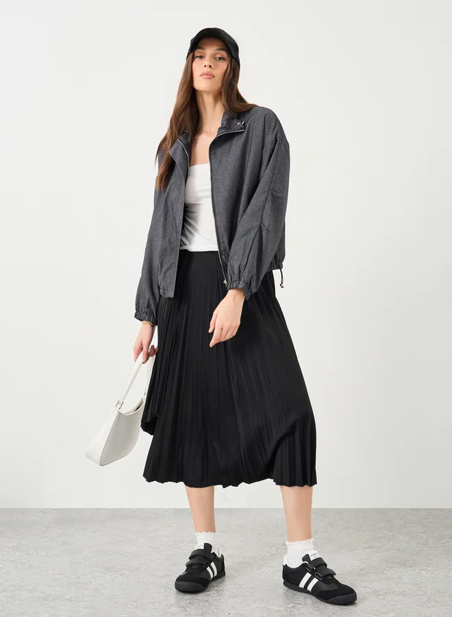 Styli Styli Women Black Regular Fit Denim Bomber Jacket