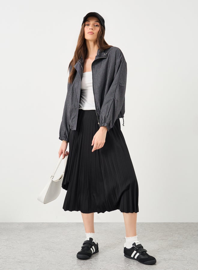 ستايلي جاكيت بومبر جينز نسائي أسود بقصة عادية - Image 2