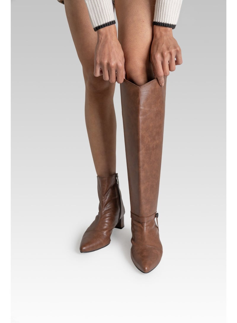 زوري وورلد حذاء زوري وورلد دوكس بني من الجلد النباتي، 2 في 1، قابل للتحويل، بكعب عريض 2 بوصة - Image 4