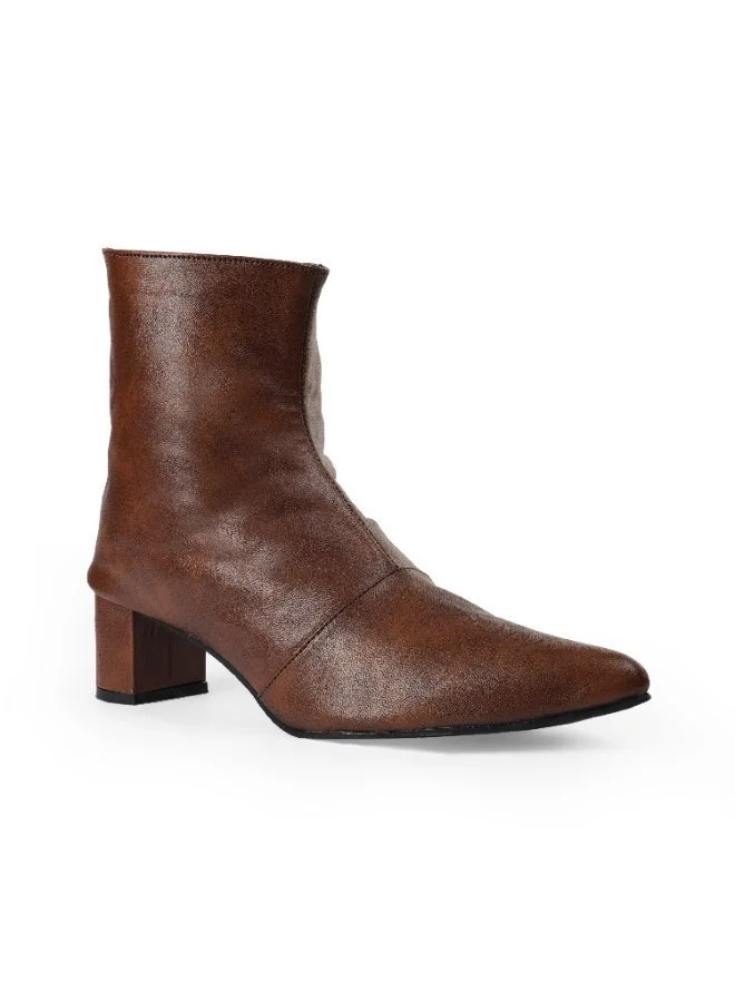 Zoriworld Brown DEUX Brown Vegan Leather Boots 2-in-1 Convertible Style with 2" Block Heel for Women | Best Price UAE