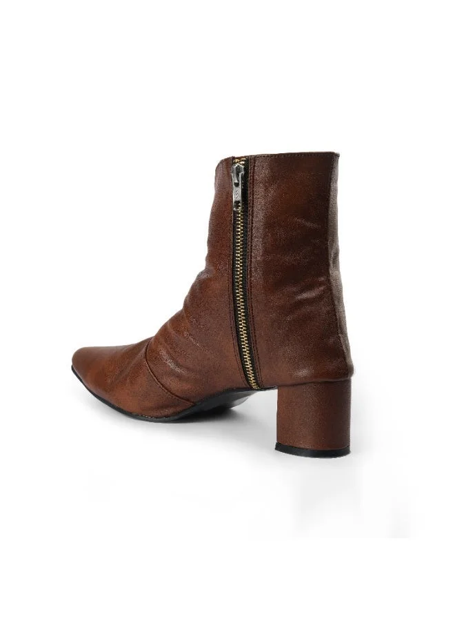 Zoriworld Brown DEUX Brown Vegan Leather Boots 2-in-1 Convertible Style with 2" Block Heel for Women | Best Price UAE